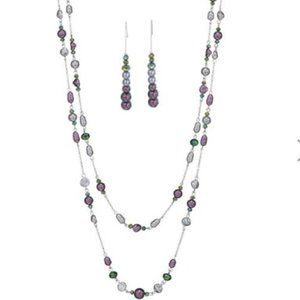 NWT- Avon Multi Strand Pearly and Beaded Necklace and Earring Set